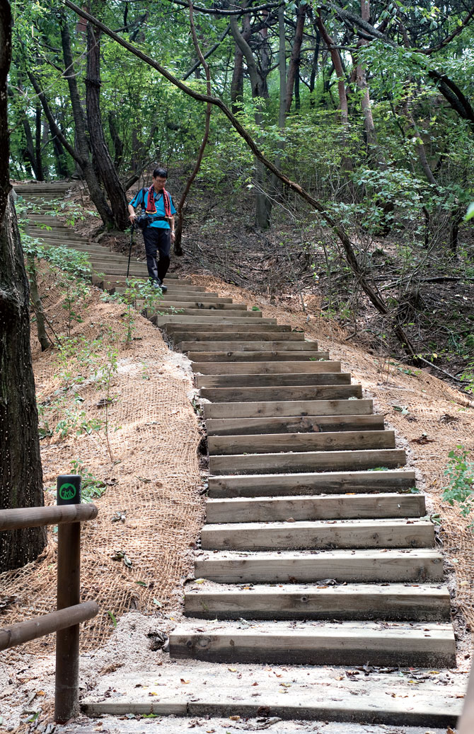 1 둘레길 1~3구간 곳곳에는 나무데크와 계단을 만들어 두어 남녀노소 걷기에 어려움이 없다. 