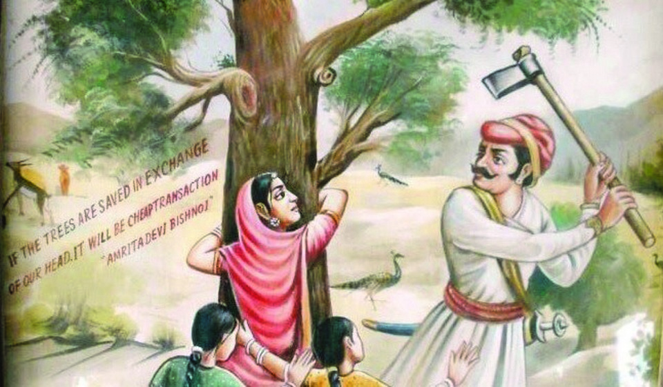 칩코 운동의 선례가 되었던 18세기 인도 북서부 라자스탄주에서 있었던 비슈노이 운동. 왕궁을 지으려고 신성한 나무를 자르려던 벌목꾼에 맞서 한 여성이 나무를 껴안아 막은 운동이었다. 이에 마을 주민이 대거 참여했고, 363명의 마을 주민이 살해당했다.
