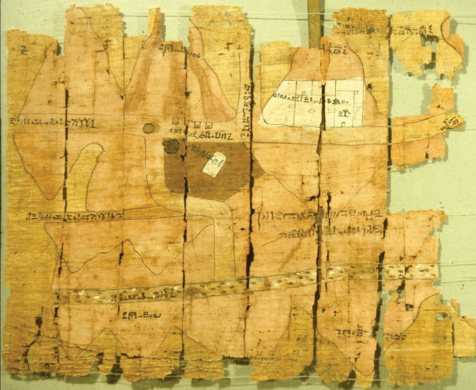 토리노 파피루스 지도 왼쪽의 가장 핵심적인 부분(토리노이집트박물관 소장).