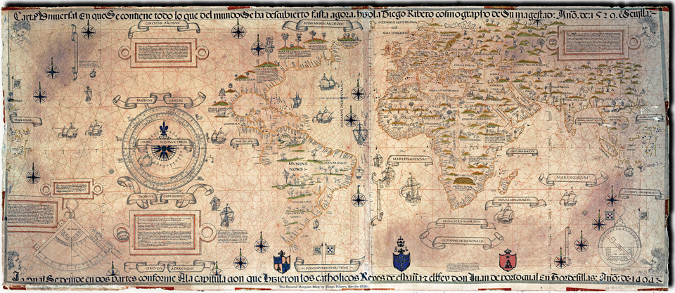 16세기 기념비적인 리베로의 세계지도(출처: Biblioteca Apostolica Vaticana).
