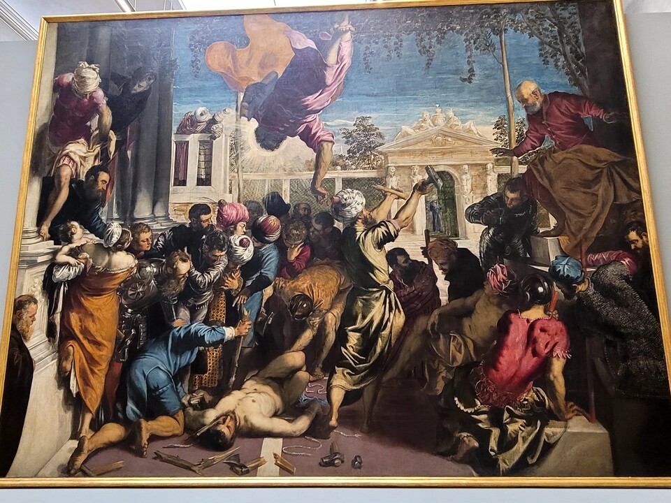 아카데미아 미술관에 있는 베네치아의 대표적인화가 틴토레토의 '성 마가의 기적'이란 작품이다